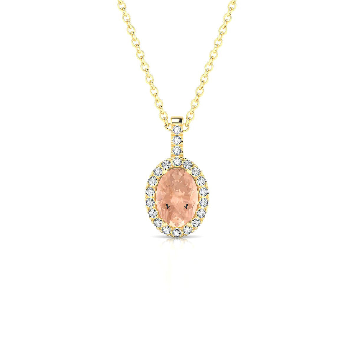Sunrise | 18k Yellow Gold 7 x 5 mm Oval Morganite Pendant