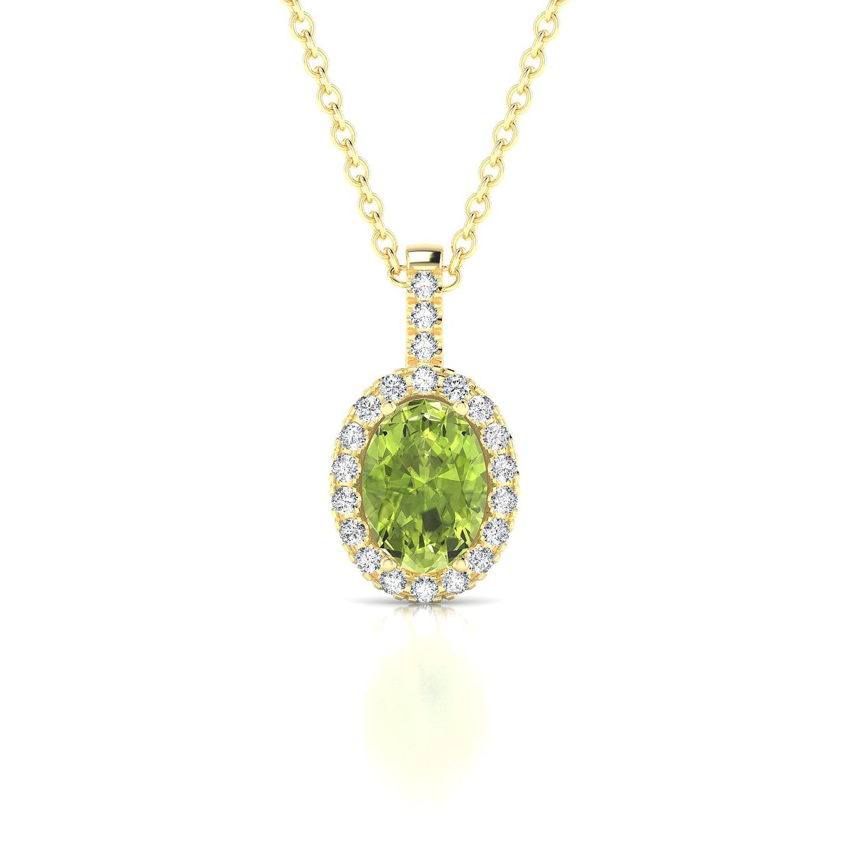 Sunrise | 18k Yellow Gold 7 x 5 mm Oval Peridot Pendant