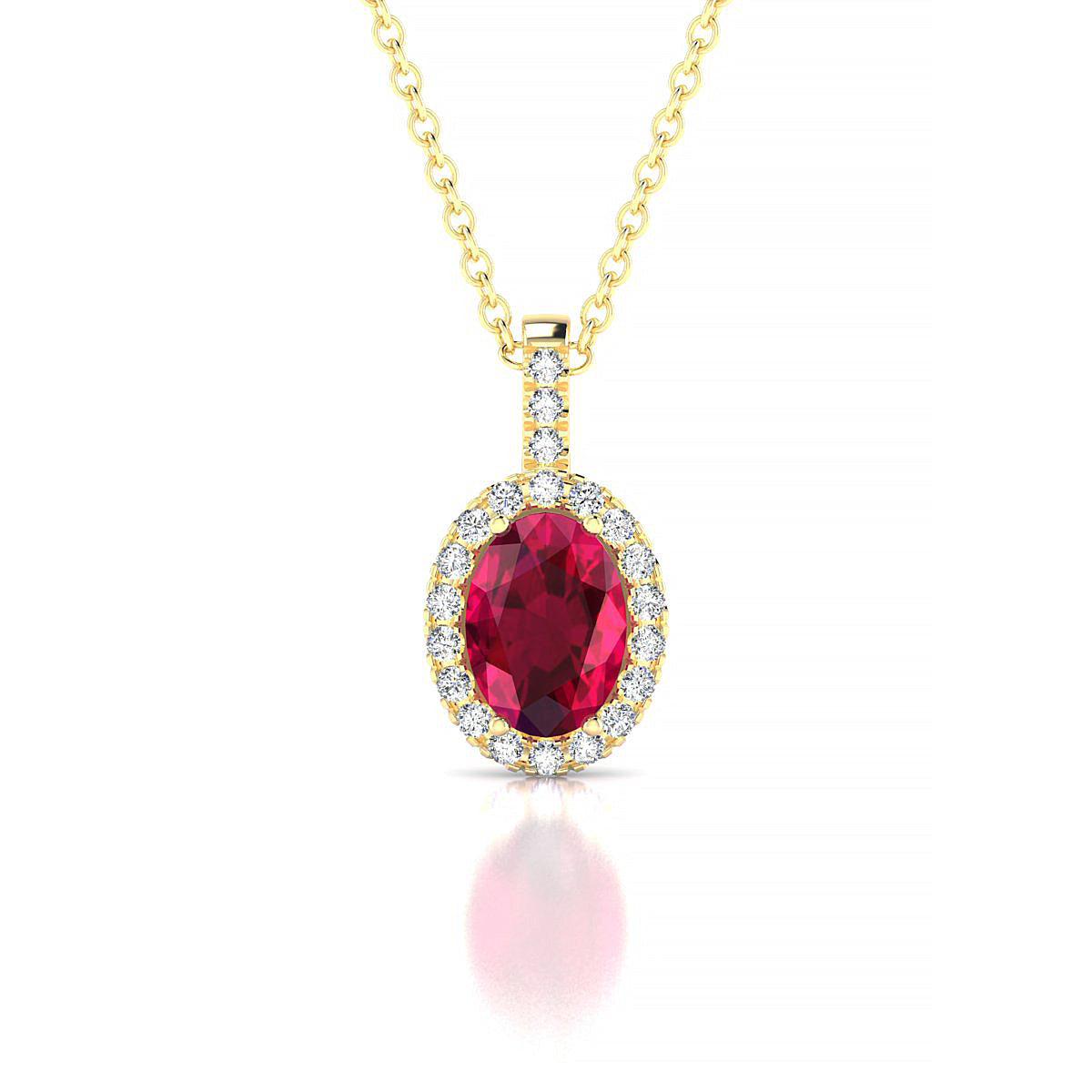 Sunrise | 18k Yellow Gold 7 x 5 mm Oval Ruby Pendant