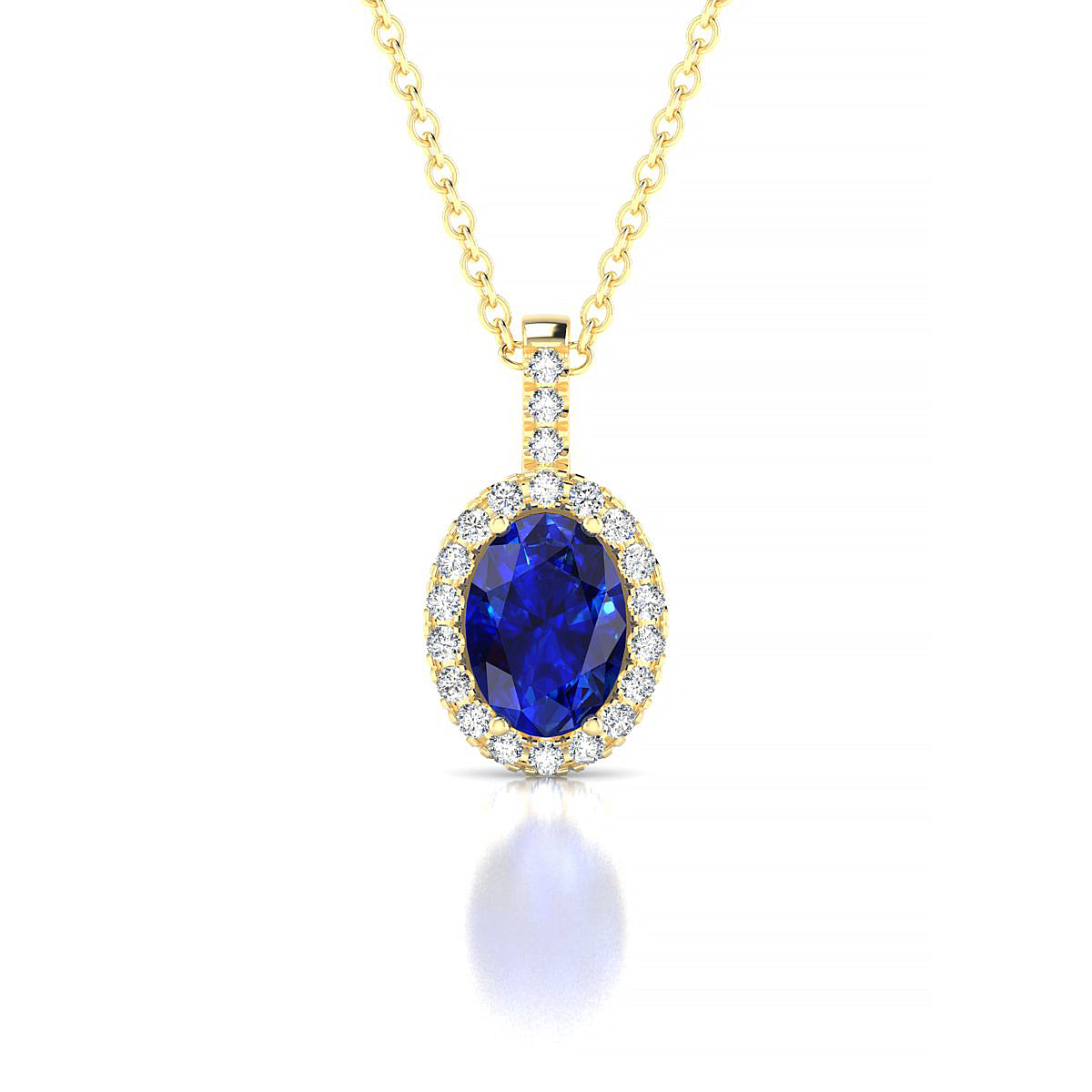 Sunrise | 18k Yellow Gold 7 x 5 mm Oval Sapphire Pendant