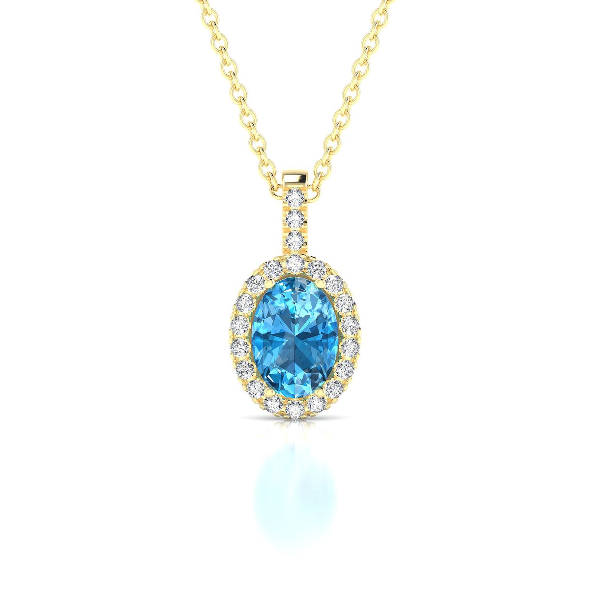 Sunrise | 18k Yellow Gold 7 x 5 mm Oval Topaz Pendant