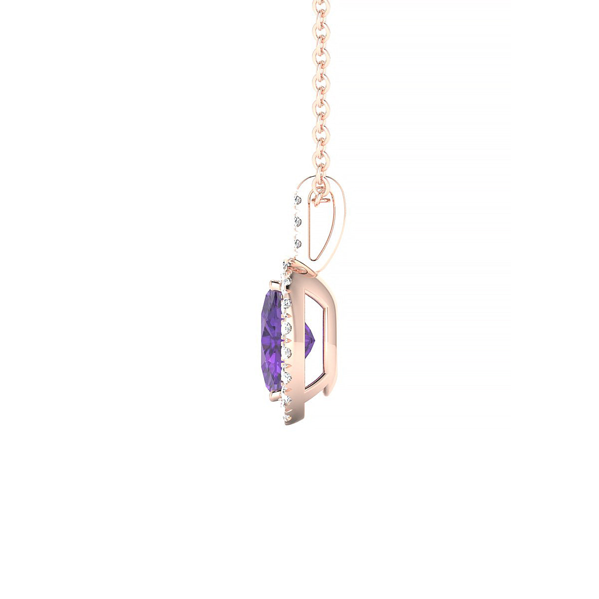 Sunrise | 18k Rose Gold 7 x 5 mm Oval Amethyst Pendant