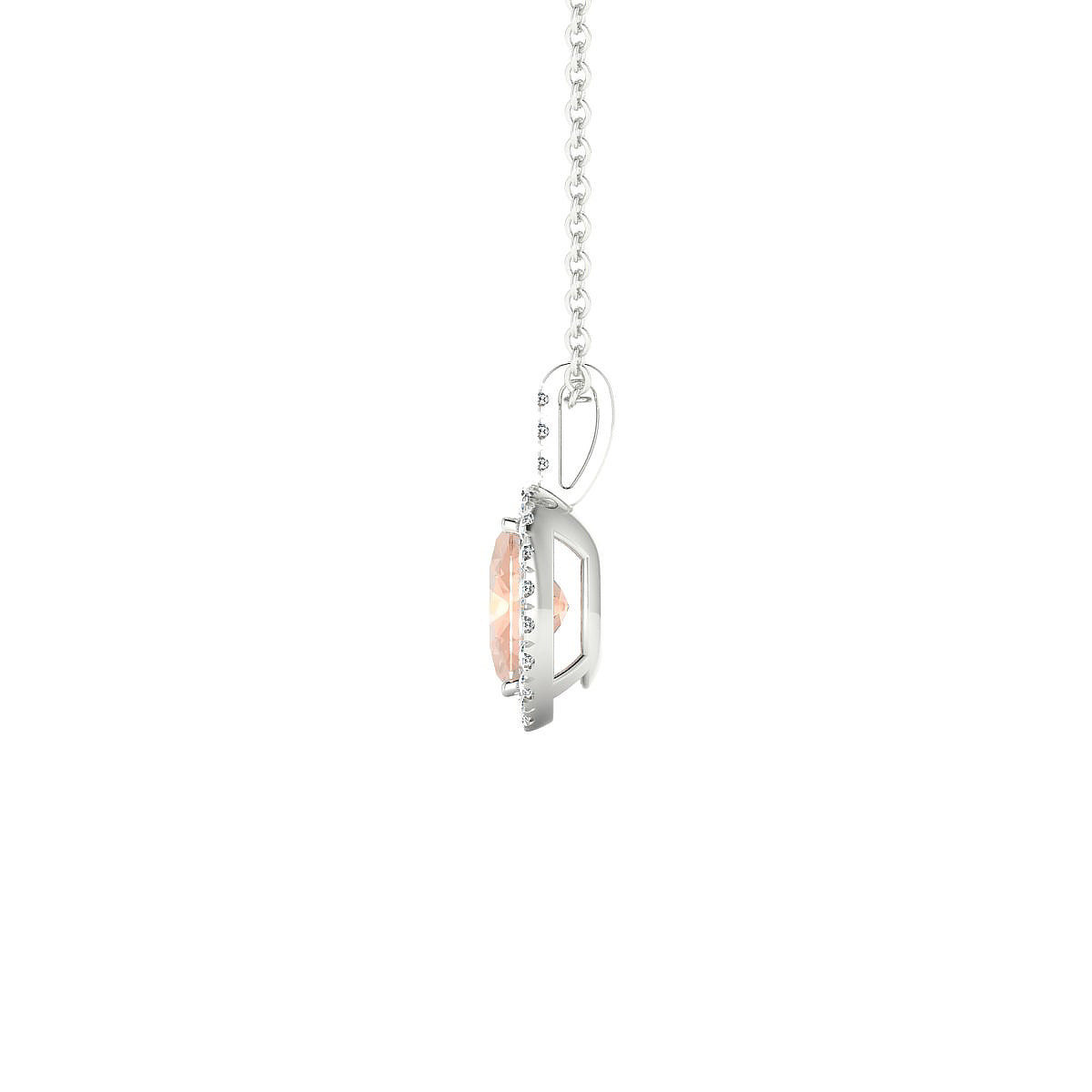 Sunrise | 18k White Gold 7 x 5 mm Oval Morganite Pendant
