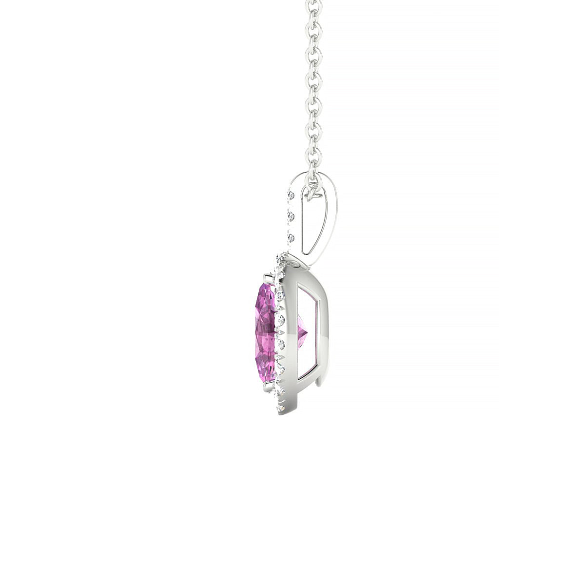Sunrise | 18k White Gold 7 x 5 mm Oval Pink Sapphire Pendant