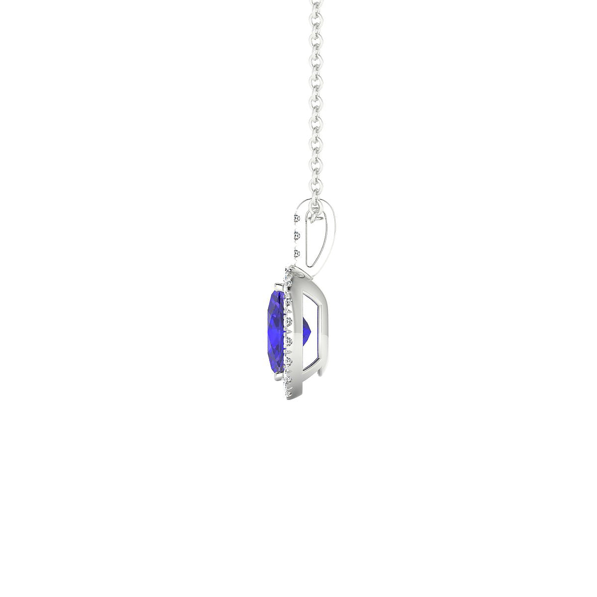 Sunrise | 18k White Gold 7 x 5 mm Oval Tanzanite Pendant