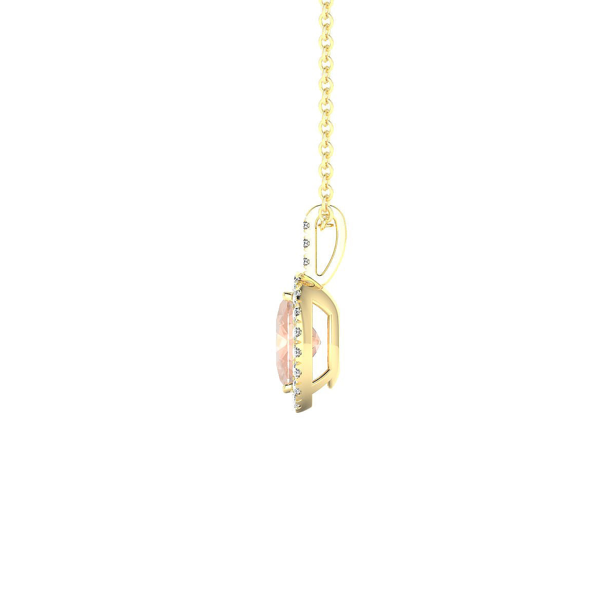 Sunrise | 18k Yellow Gold 7 x 5 mm Oval Morganite Pendant
