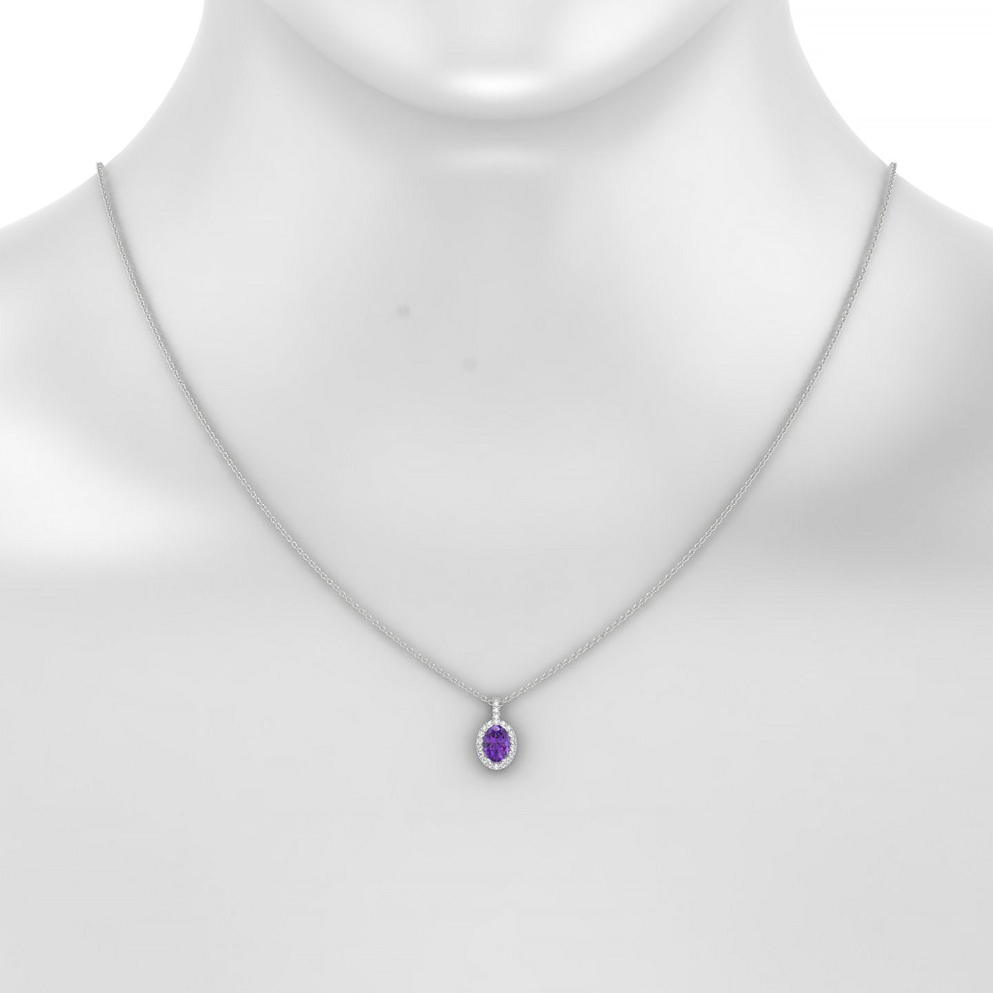 Sunrise | 18k White Gold 7 x 5 mm Oval Amethyst Pendant