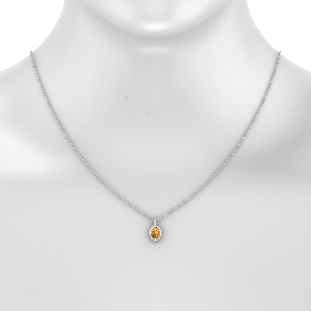 Sunrise | 18k White Gold 7 x 5 mm Oval Citrine Pendant