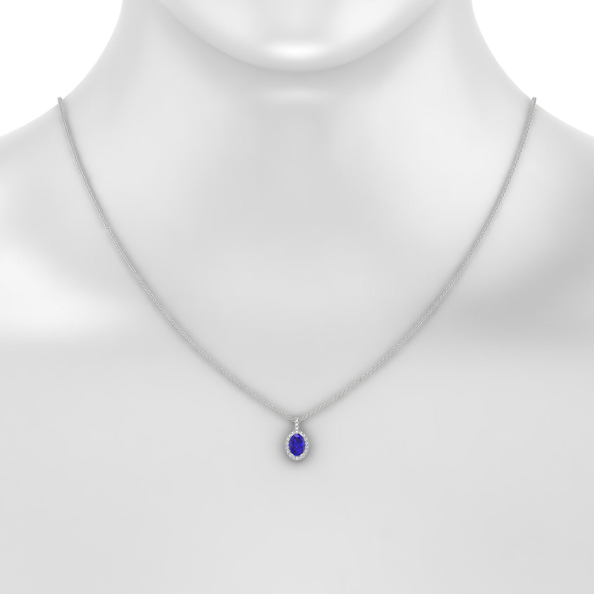 Sunrise | 18k White Gold 7 x 5 mm Oval Tanzanite Pendant