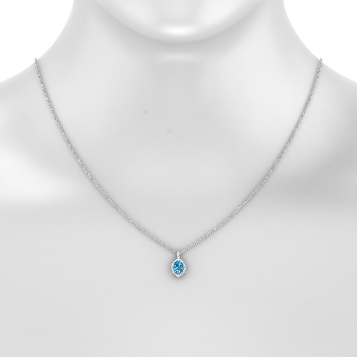 Sunrise | 18k White Gold 7 x 5 mm Oval Topaz Pendant