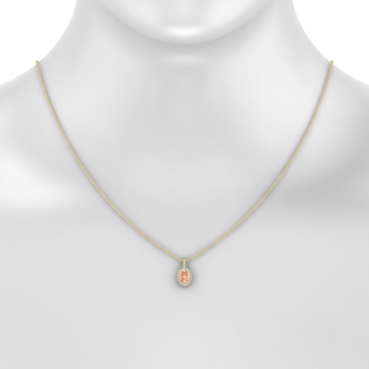 Sunrise | 18k Yellow Gold 7 x 5 mm Oval Morganite Pendant