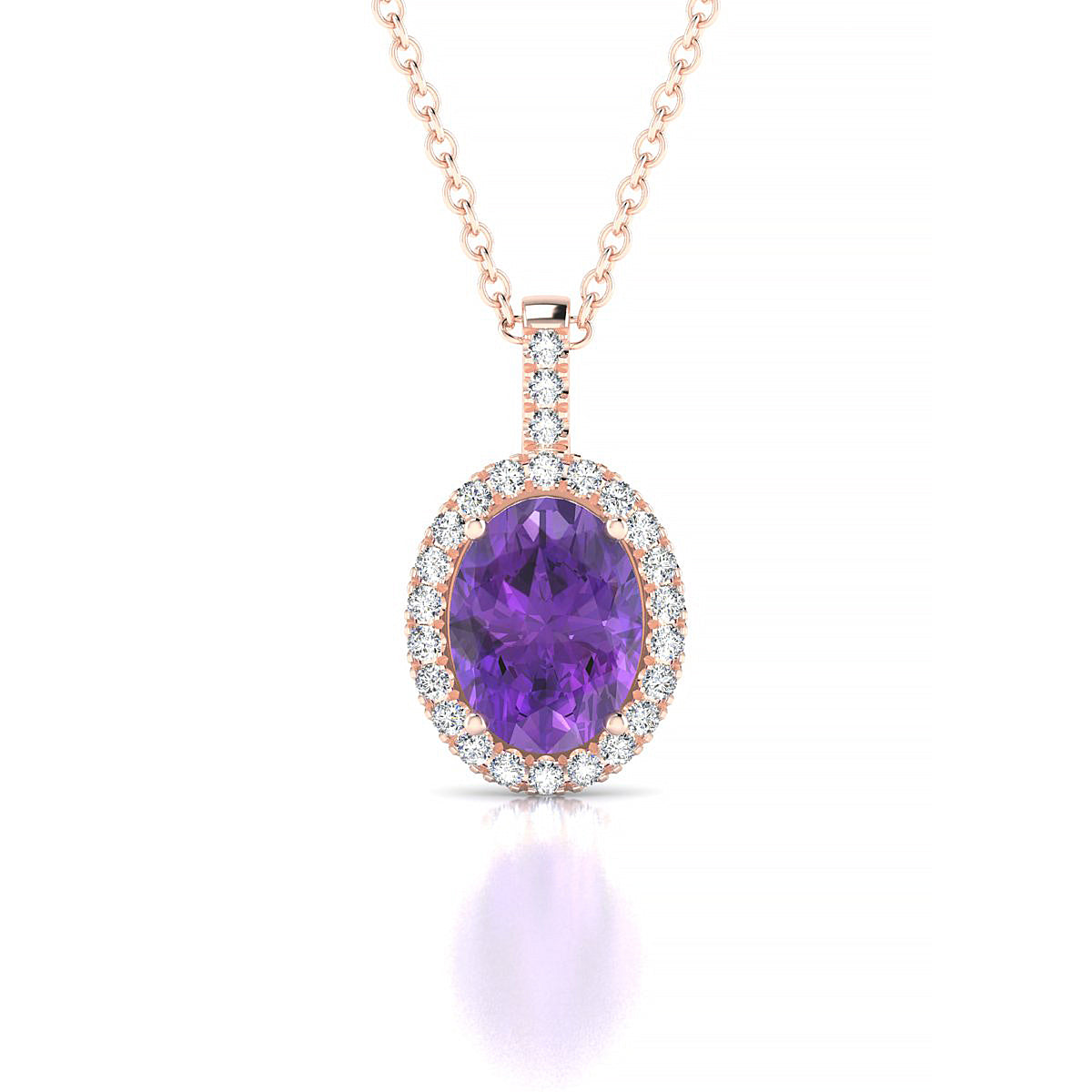 Sunrise | 18k Rose Gold 8 x 6 mm Oval Amethyst Pendant