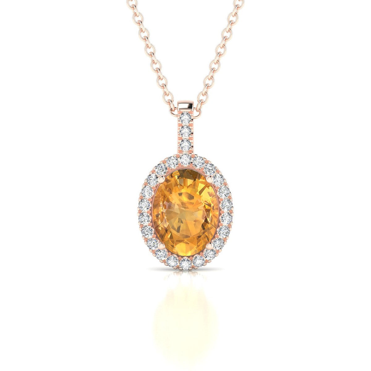 Sunrise | 18k Rose Gold 8 x 6 mm Oval Citrine Pendant