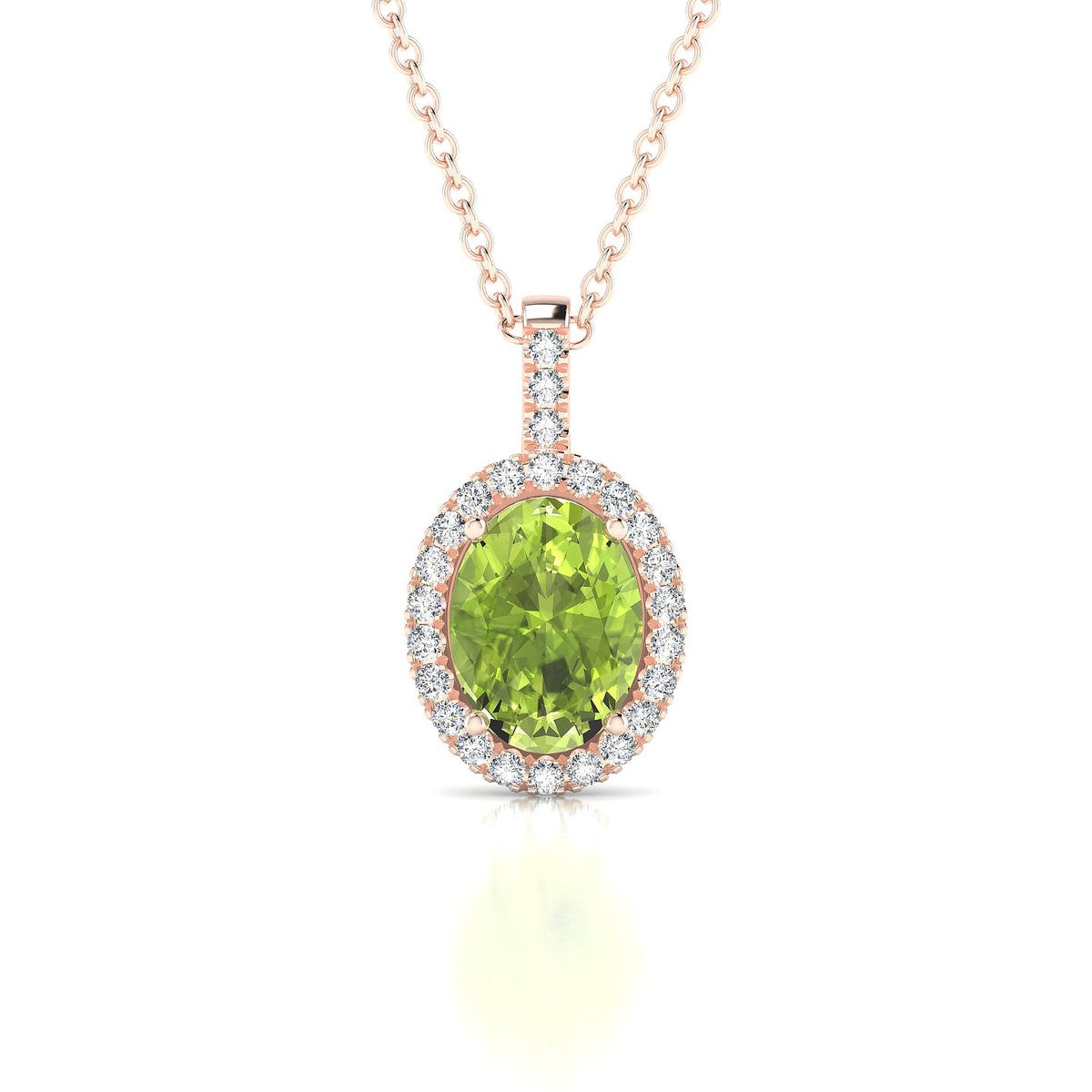 Sunrise | 18k Rose Gold 8 x 6 mm Oval Peridot Pendant