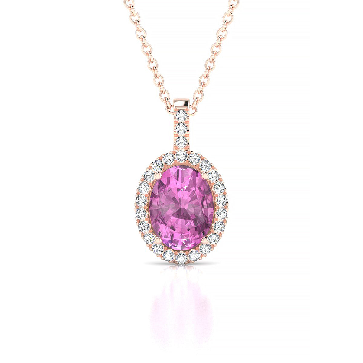 Sunrise | 18k Rose Gold 8 x 6 mm Oval Pink Sapphire Pendant