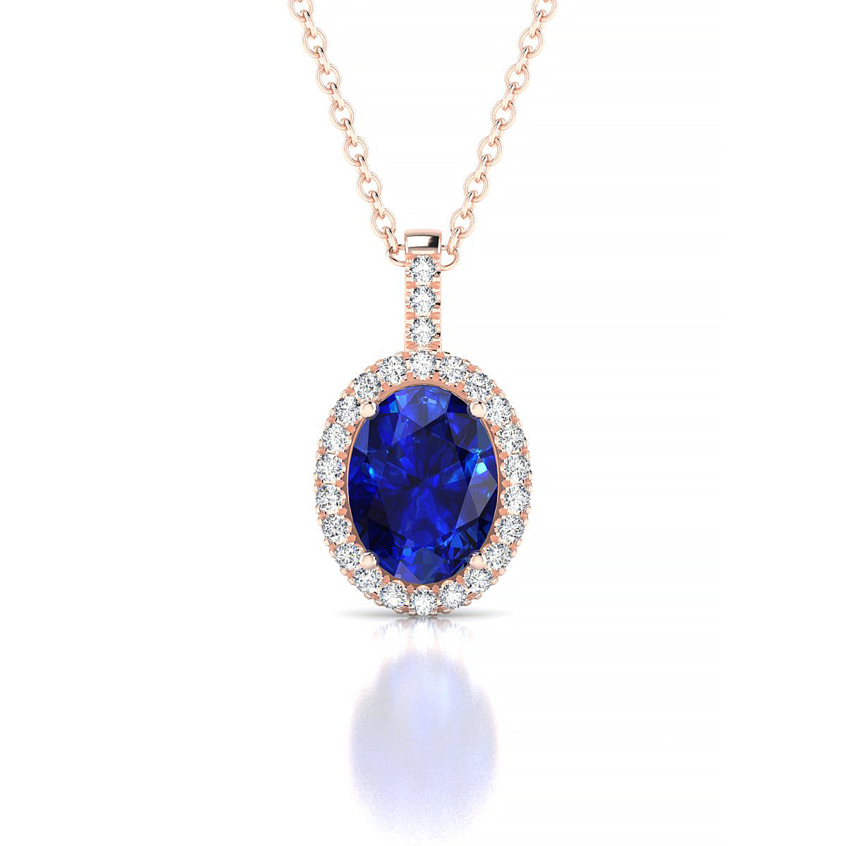 Sunrise | 18k Rose Gold 8 x 6 mm Oval Sapphire Pendant