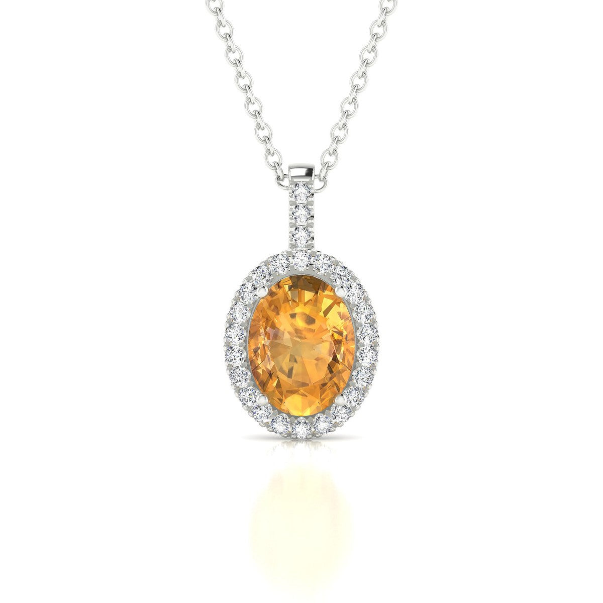 Sunrise | 18k White Gold 8 x 6 mm Oval Citrine Pendant