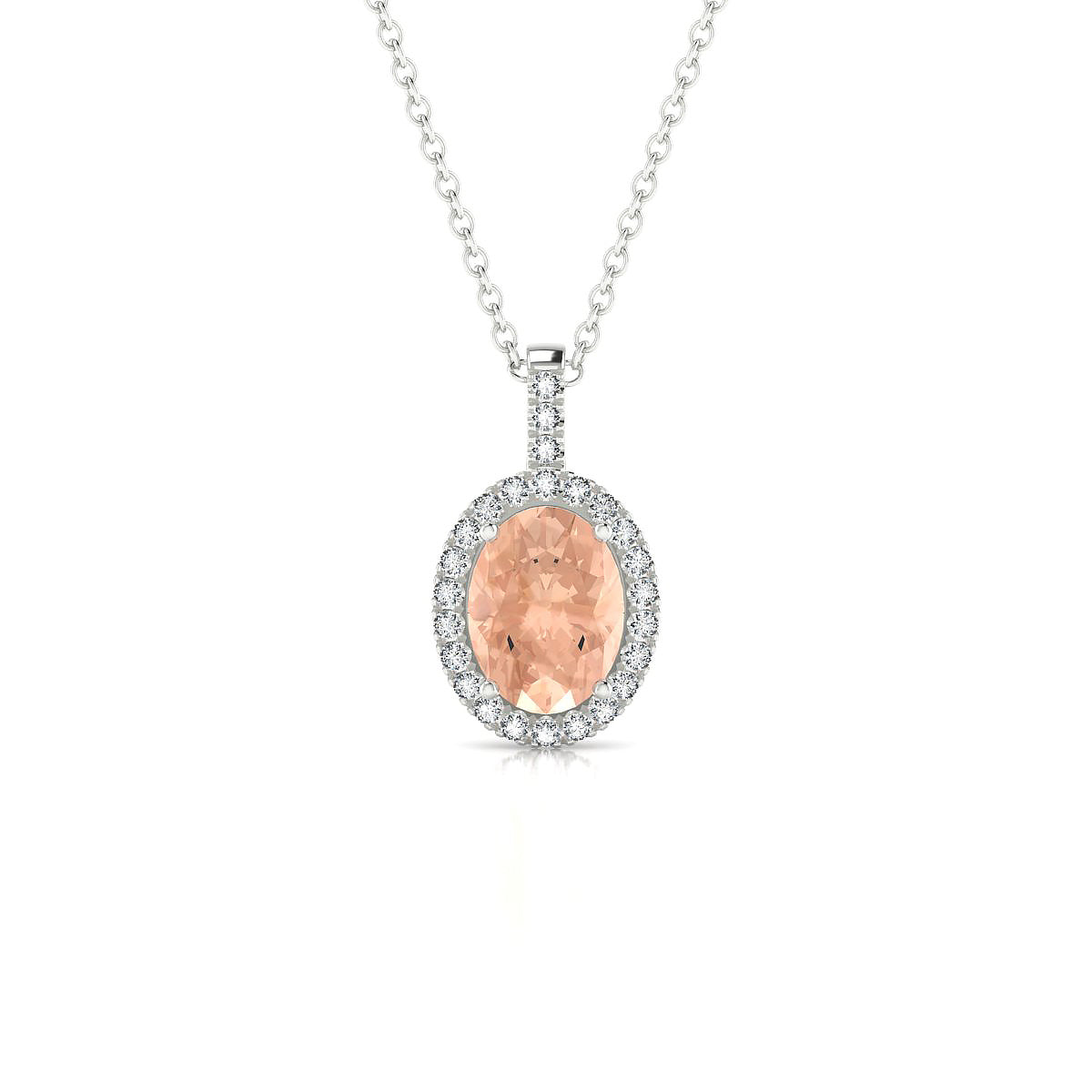 Sunrise | 18k White Gold 8 x 6 mm Oval Morganite Pendant