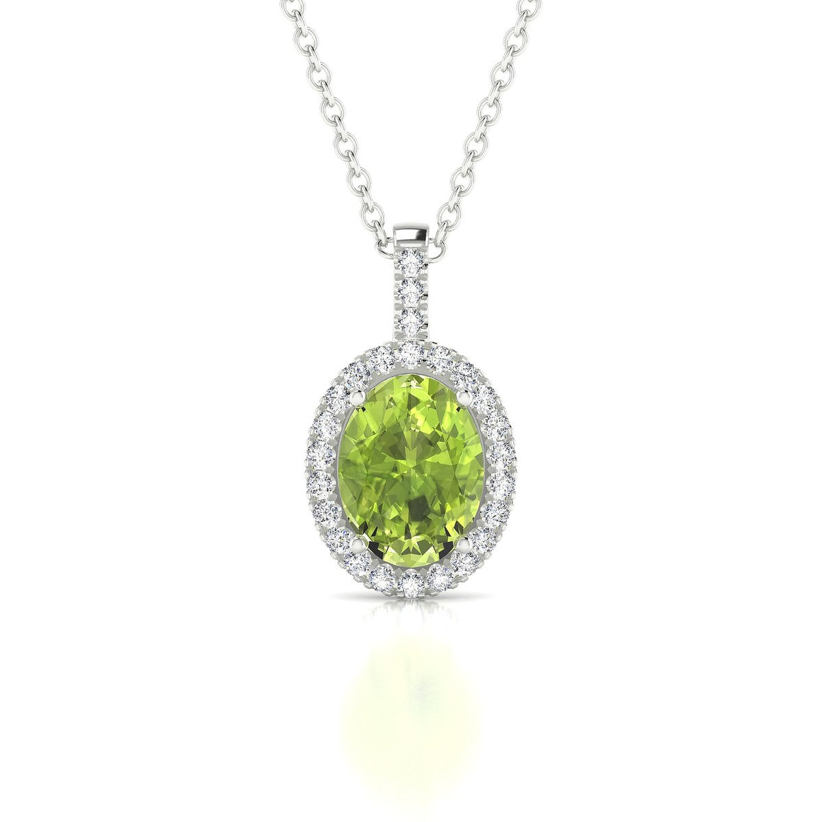 Sunrise | 18k White Gold 8 x 6 mm Oval Peridot Pendant