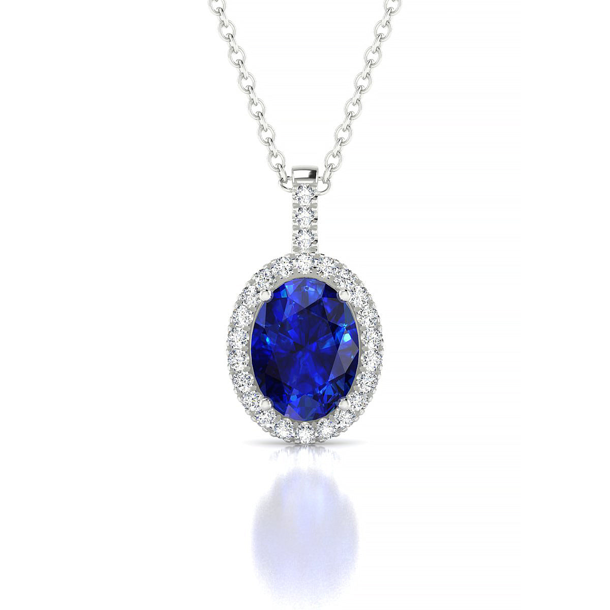 Sunrise | 18k White Gold 8 x 6 mm Oval Sapphire Pendant