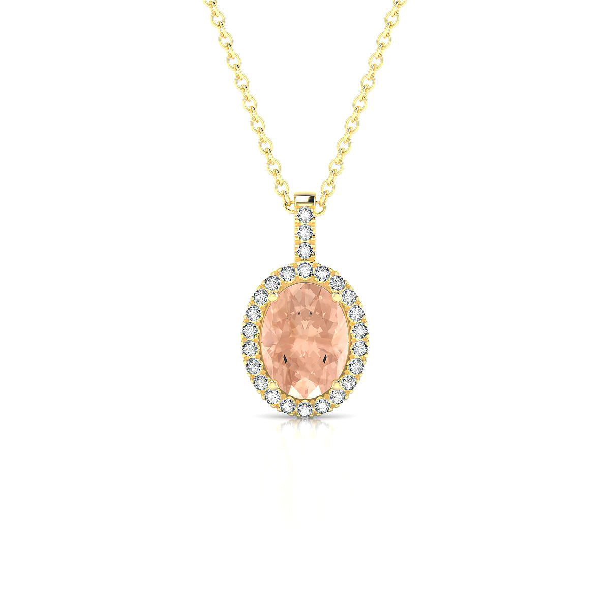 Sunrise | 18k Yellow Gold 8 x 6 mm Oval Morganite Pendant