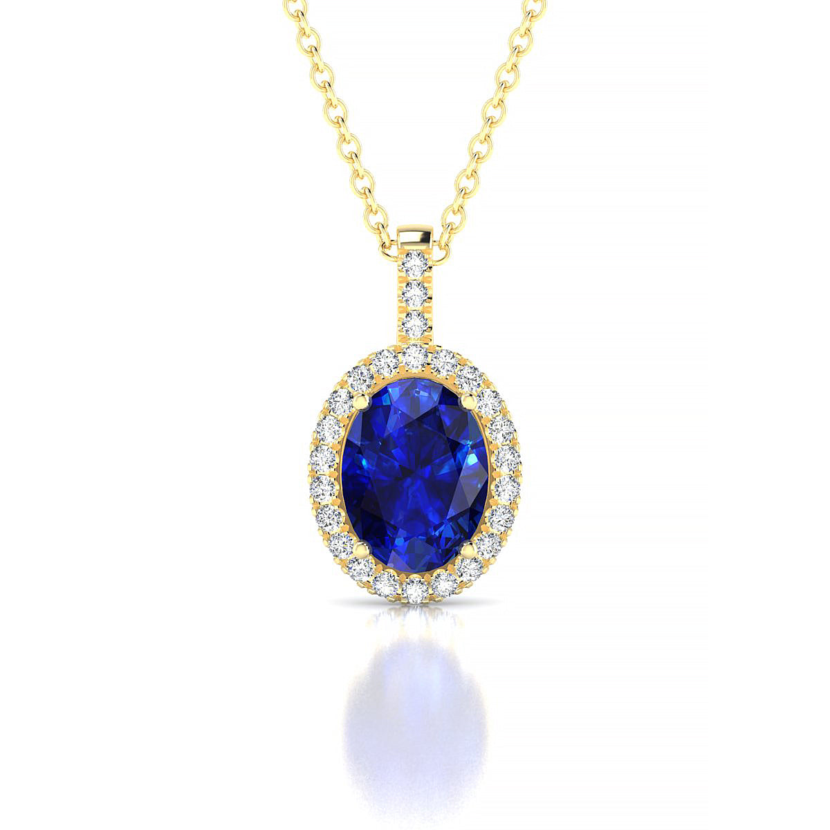 Sunrise | 18k Yellow Gold 8 x 6 mm Oval Sapphire Pendant