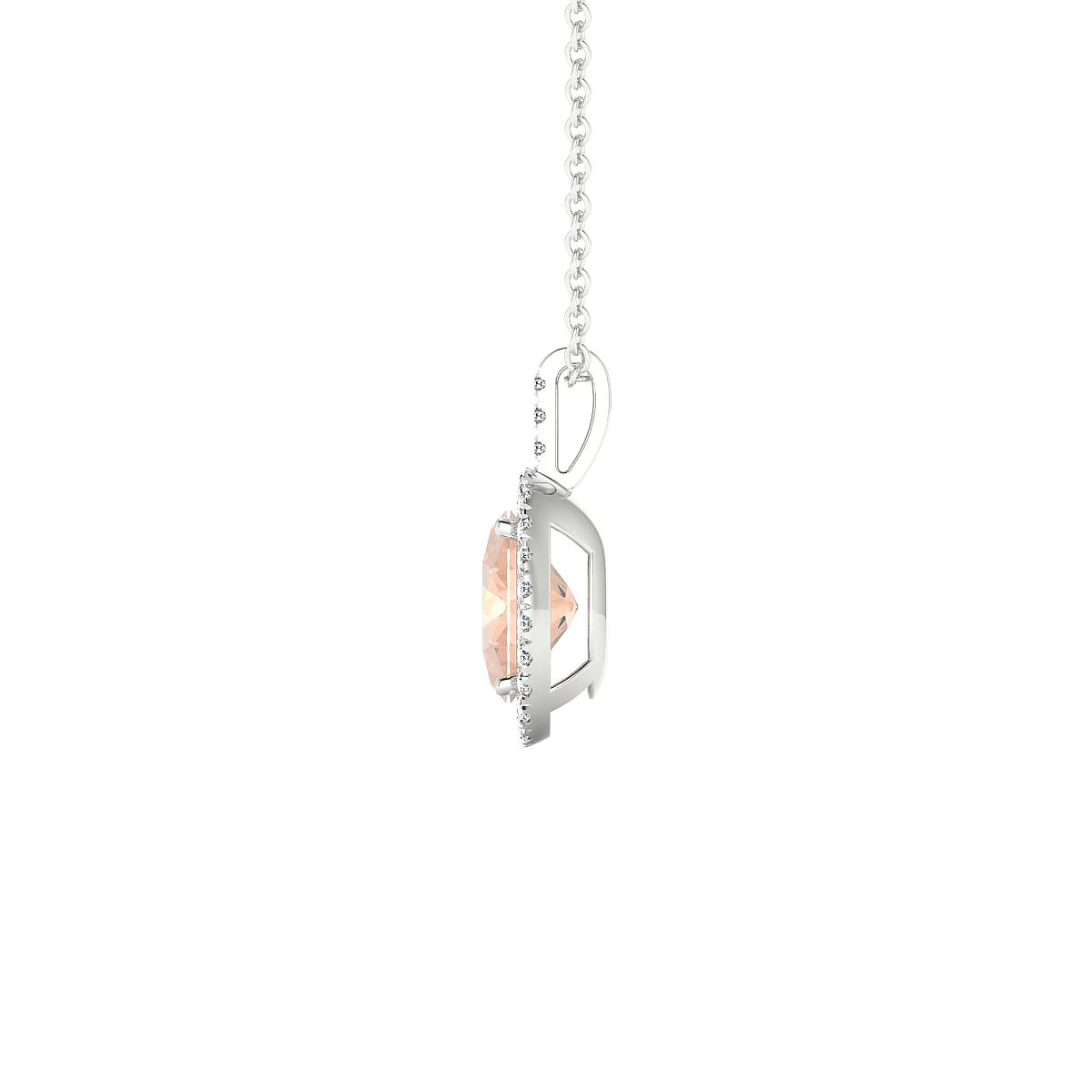 Sunrise | 18k White Gold 8 x 6 mm Oval Morganite Pendant