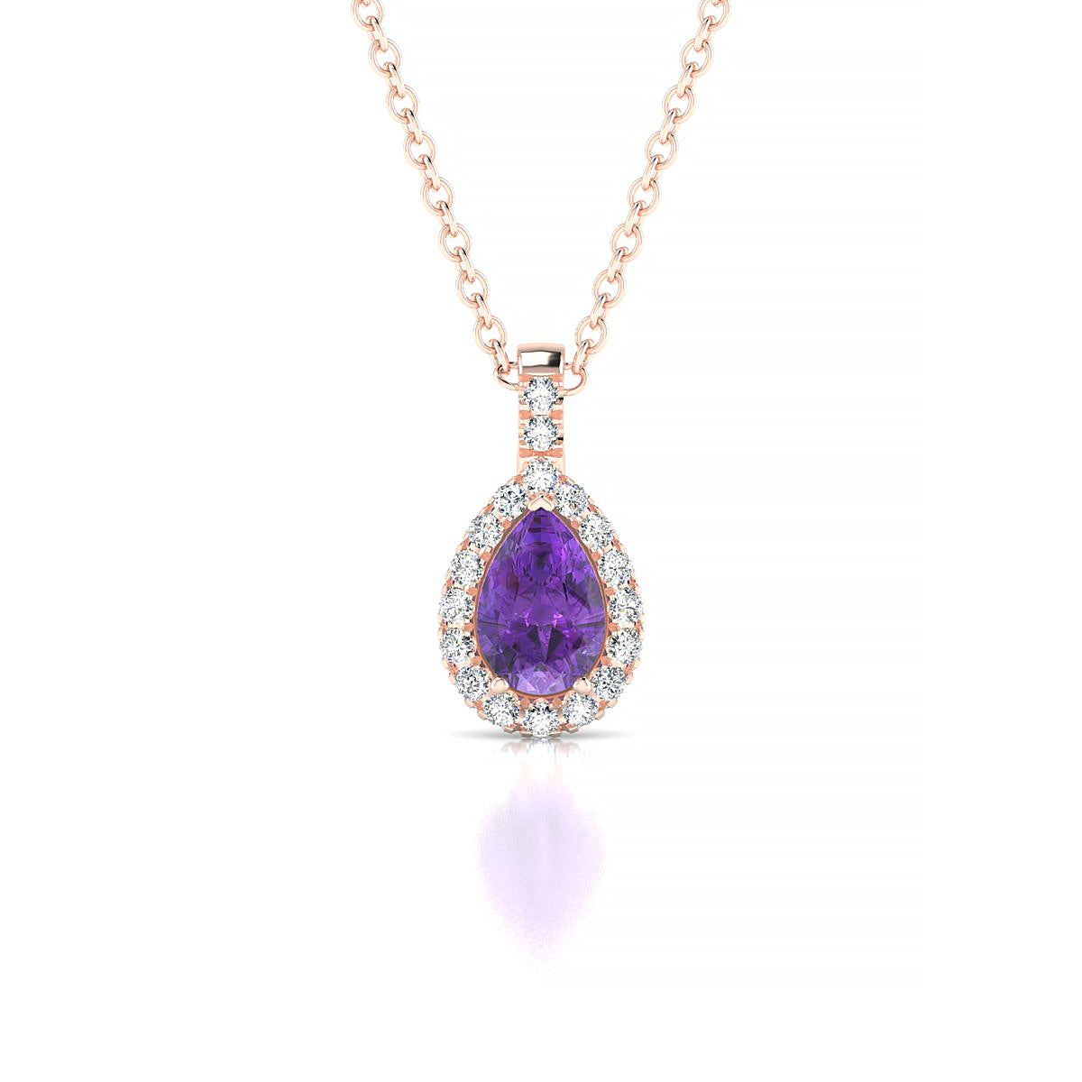 Sunrise | 18k Rose Gold 6 x 4 mm Pear Amethyst Pendant