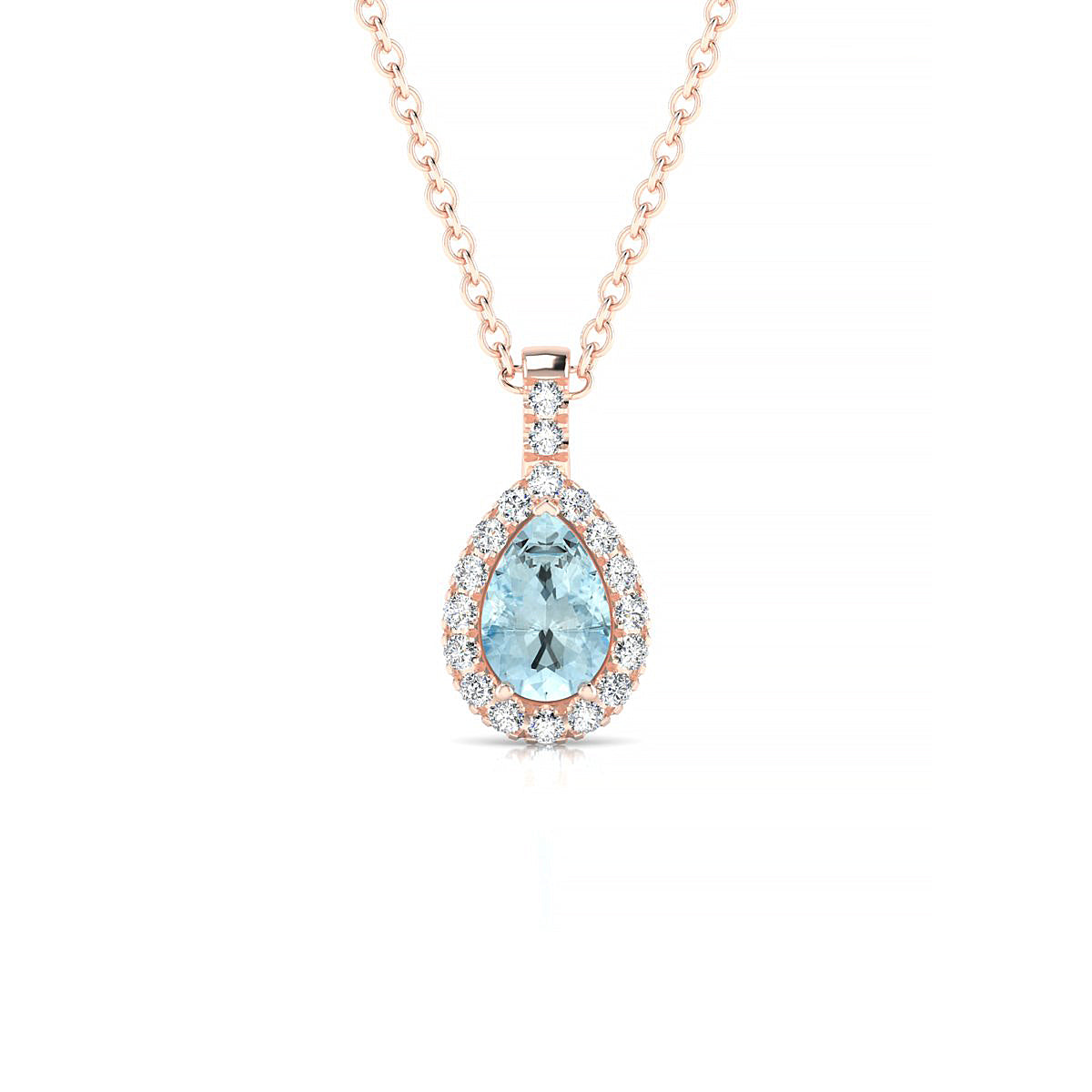 Sunrise | 18k Rose Gold 6 x 4 mm Pear Aquamarine Pendant