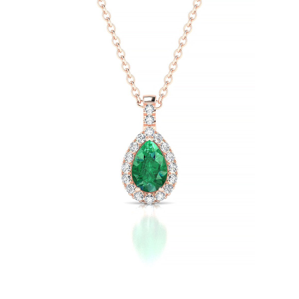 Sunrise | 18k Rose Gold 6 x 4 mm Pear Emerald Pendant