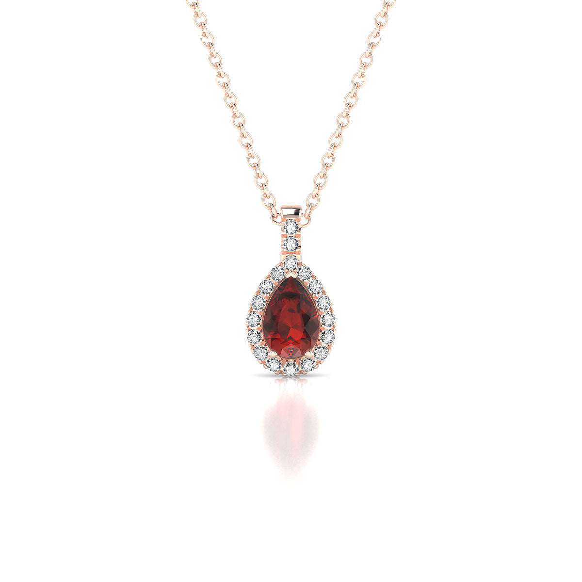 Sunrise | 18k Rose Gold 6 x 4 mm Pear Garnet Pendant