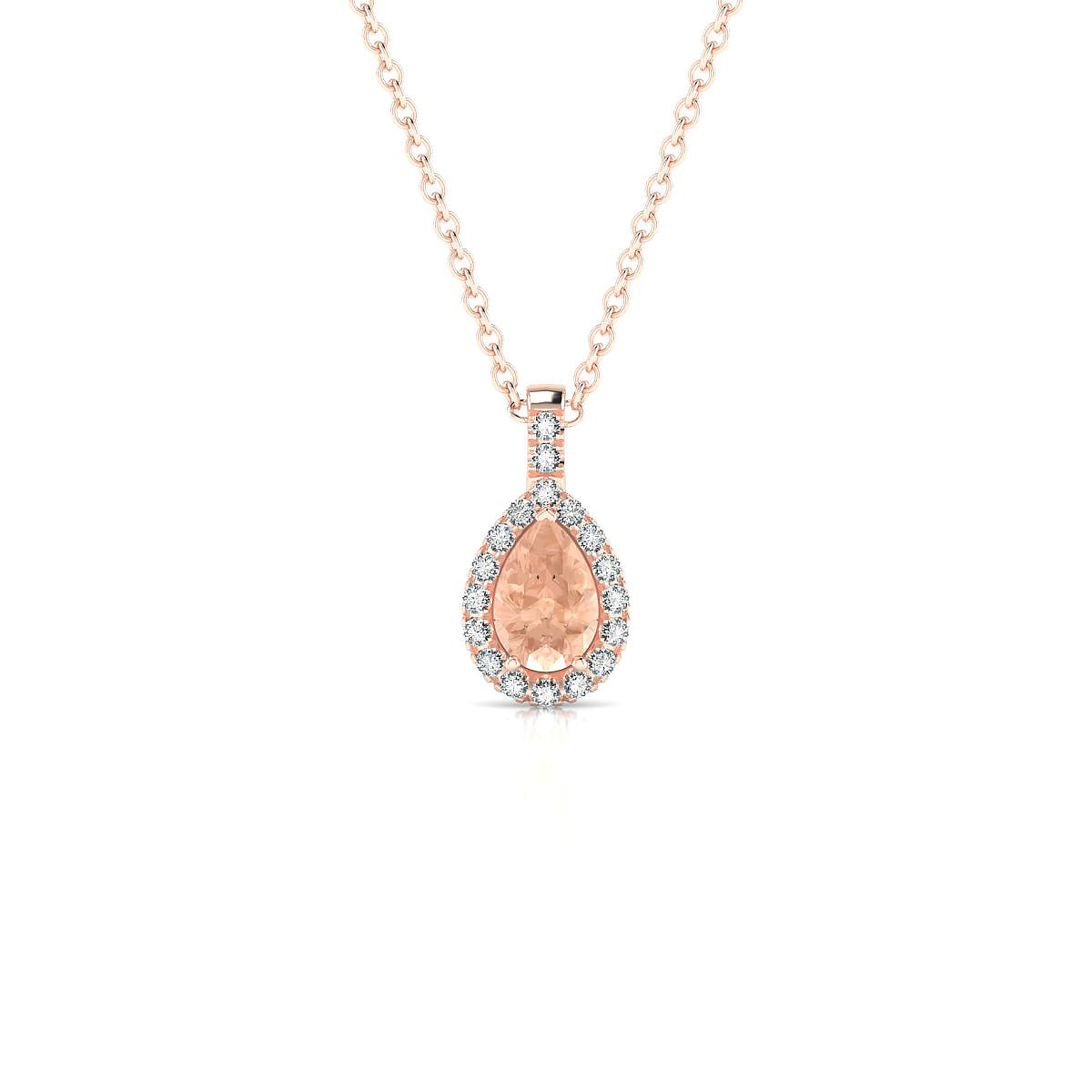 Sunrise | 18k Rose Gold 6 x 4 mm Pear Morganite Pendant