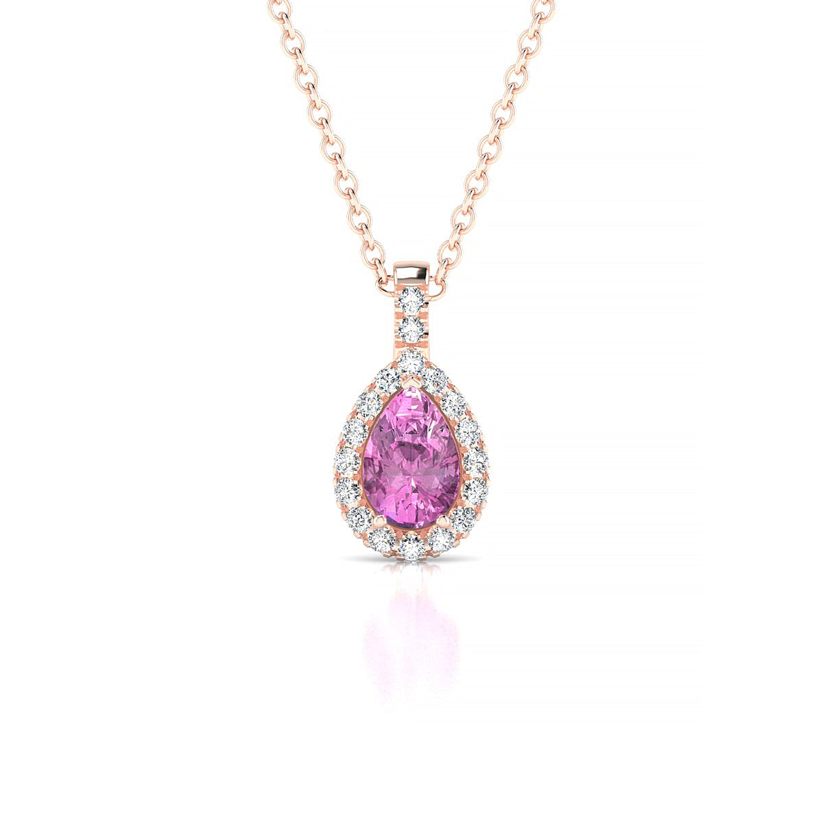 Sunrise | 18k Rose Gold 6 x 4 mm Pear Pink Sapphire Pendant