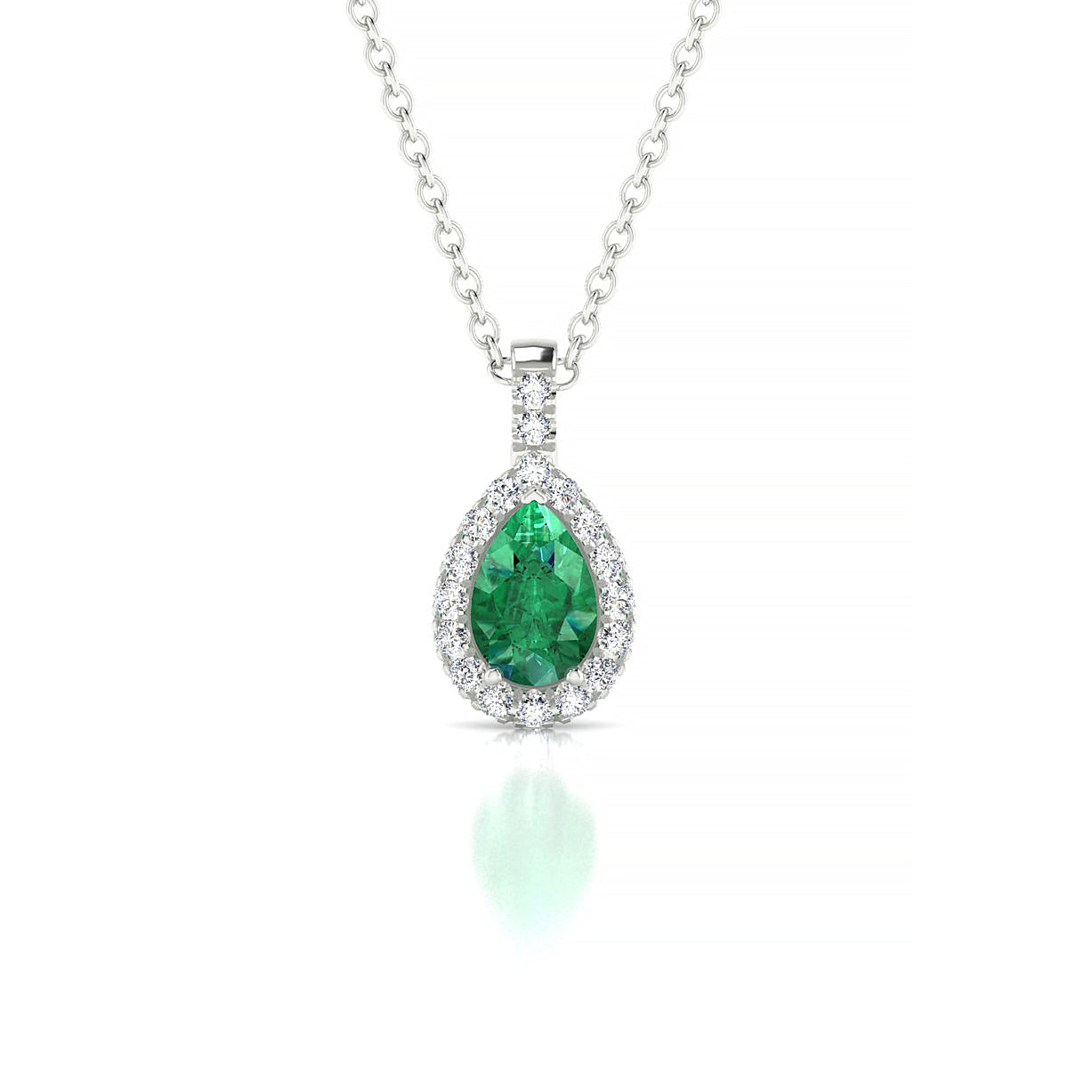 Sunrise | 18k White Gold 6 x 4 mm Pear Emerald Pendant
