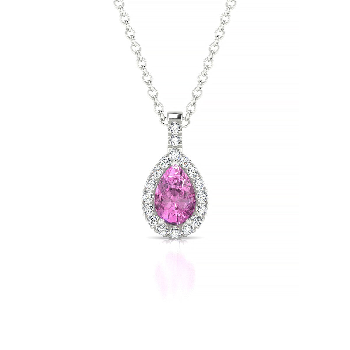 Sunrise | 18k White Gold 6 x 4 mm Pear Pink Sapphire Pendant