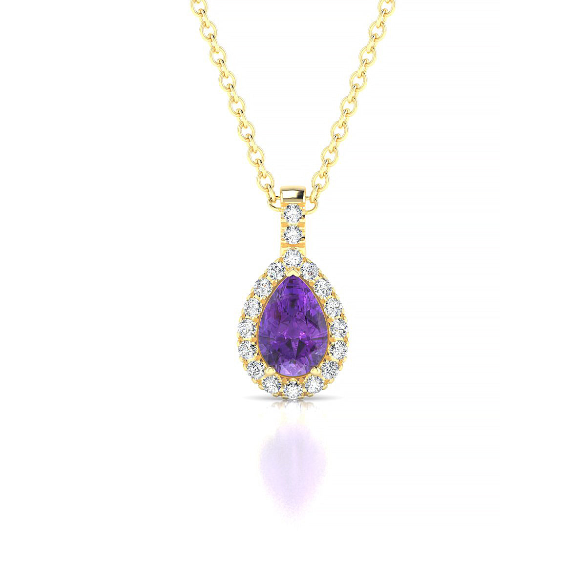 Sunrise | 18k Yellow Gold 6 x 4 mm Pear Amethyst Pendant