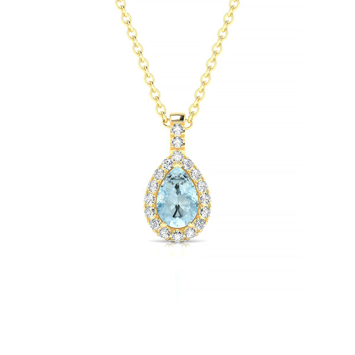Sunrise | 18k Yellow Gold 6 x 4 mm Pear Aquamarine Pendant