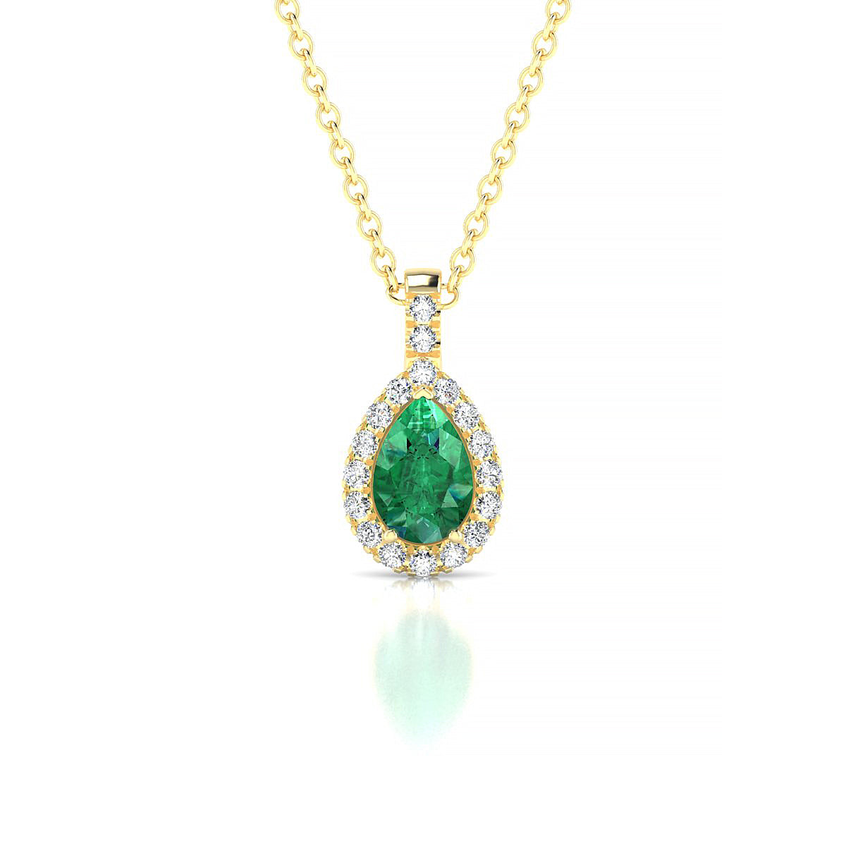Sunrise | 18k Yellow Gold 6 x 4 mm Pear Emerald Pendant