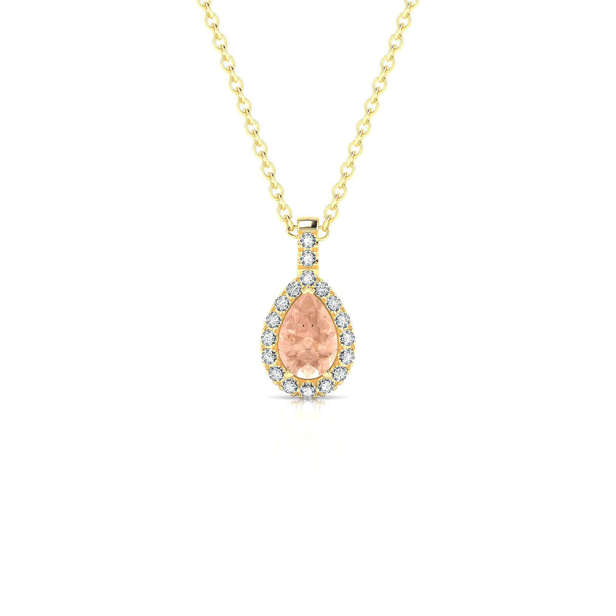Sunrise | 18k Yellow Gold 6 x 4 mm Pear Morganite Pendant