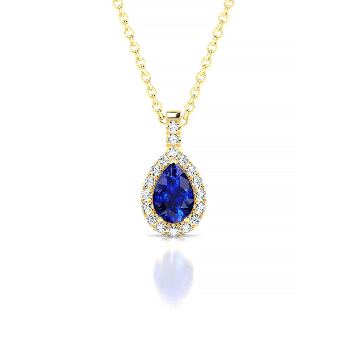 Sunrise | 18k Yellow Gold 6 x 4 mm Pear Sapphire Pendant
