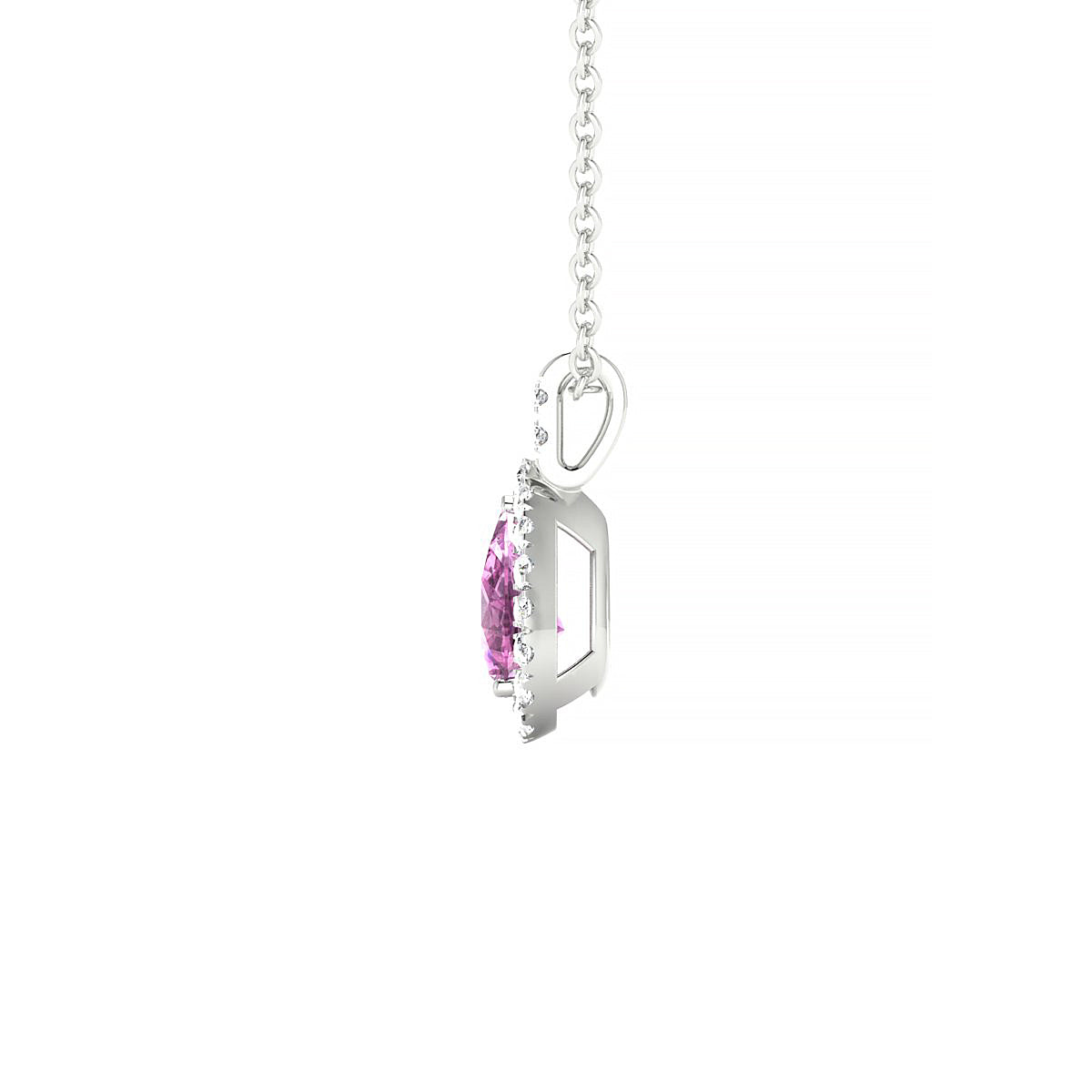 Sunrise | 18k White Gold 6 x 4 mm Pear Pink Sapphire Pendant
