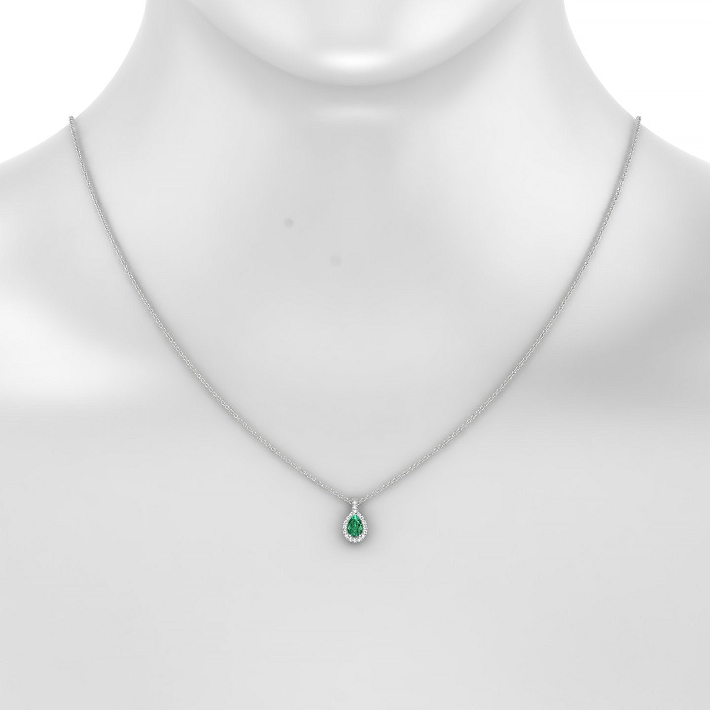 Sunrise | 18k White Gold 6 x 4 mm Pear Emerald Pendant