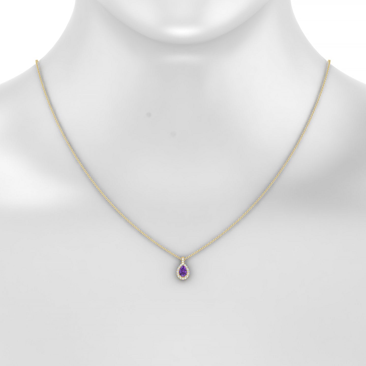 Sunrise | 18k Yellow Gold 6 x 4 mm Pear Amethyst Pendant