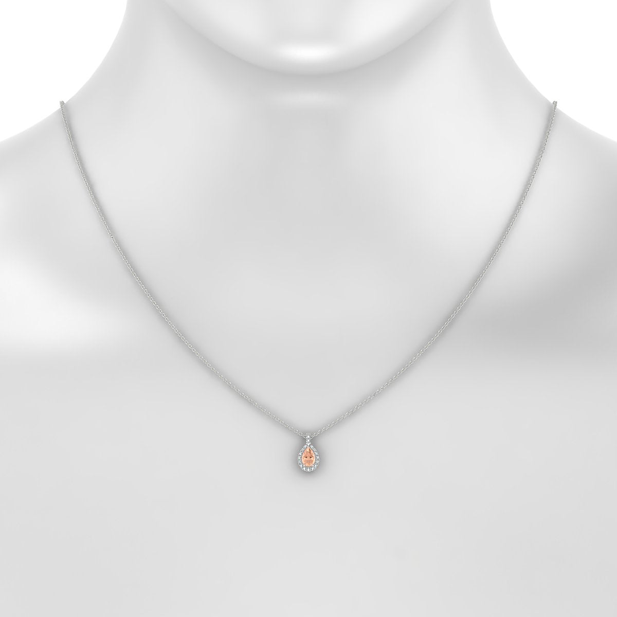 Sunrise | 18k White Gold 6 x 4 mm Pear Morganite Pendant
