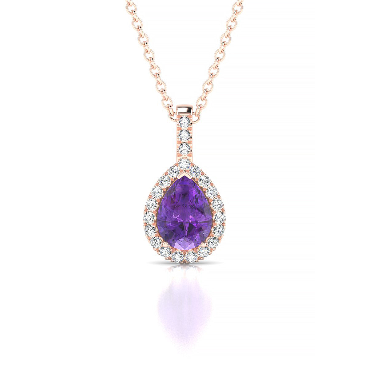Sunrise | 18k Rose Gold 7 x 5 mm Pear Amethyst Pendant