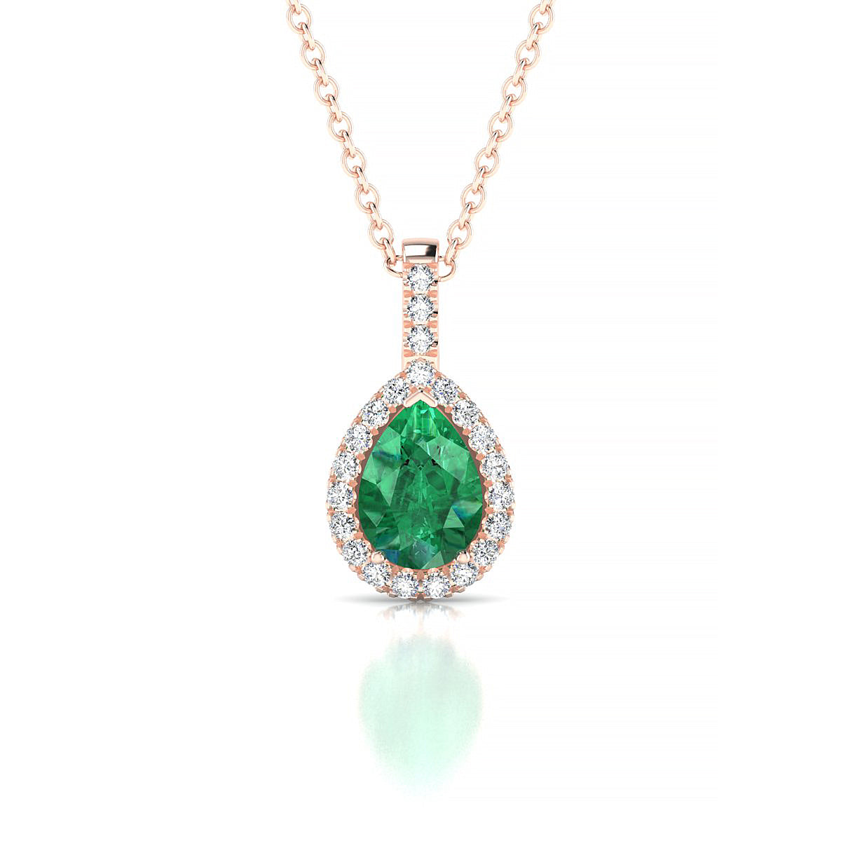 Sunrise | 18k Rose Gold 7 x 5 mm Pear Emerald Pendant
