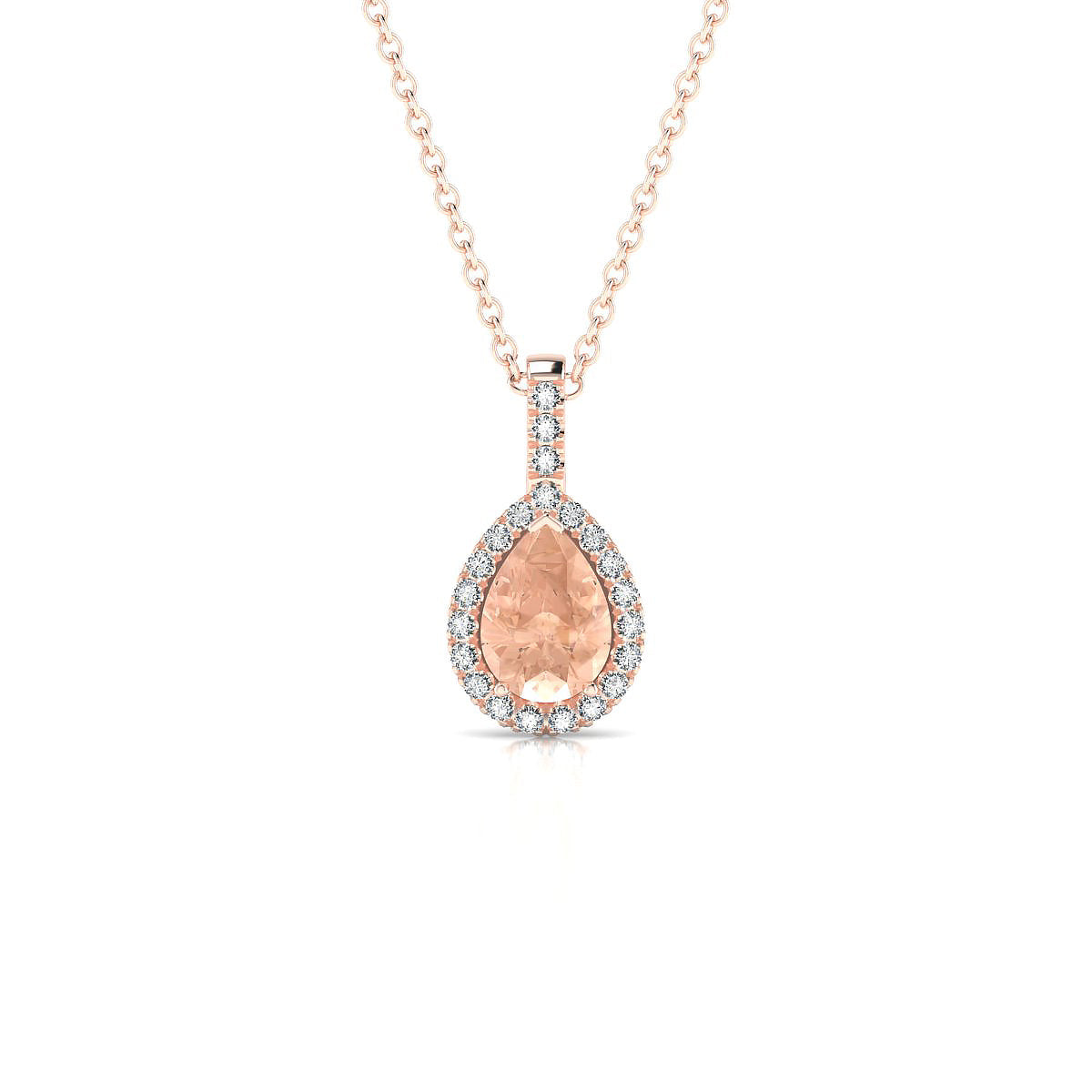 Sunrise | 18k Rose Gold 7 x 5 mm Pear Morganite Pendant