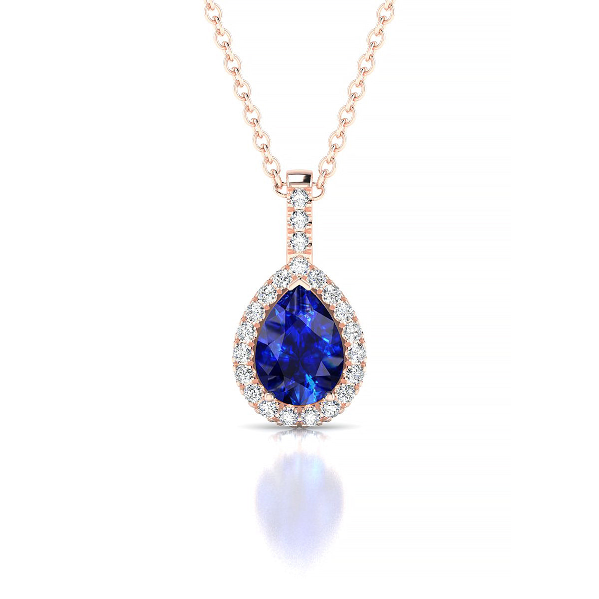 Sunrise | 18k Rose Gold 7 x 5 mm Pear Sapphire Pendant