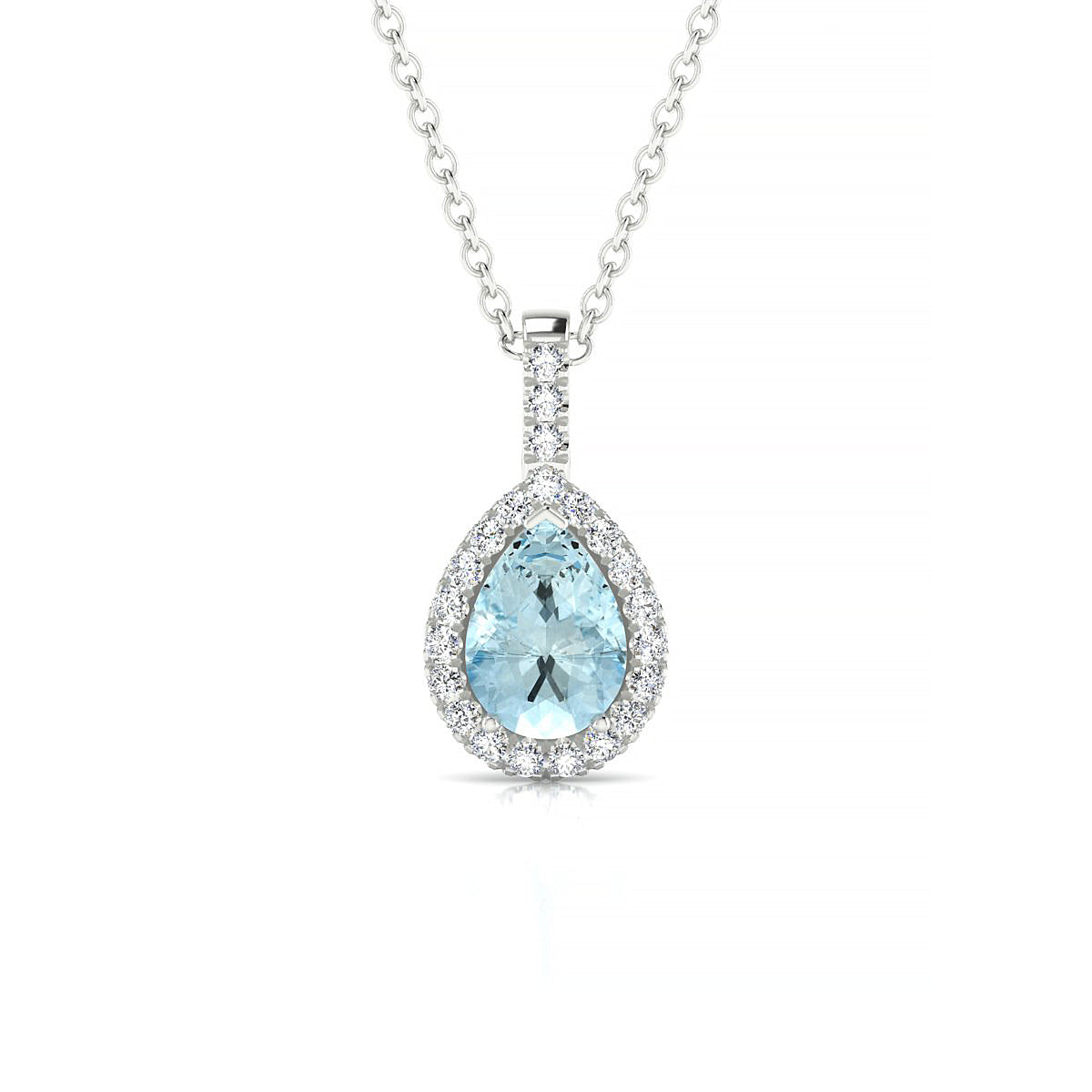 Sunrise | 18k White Gold 7 x 5 mm Pear Aquamarine Pendant