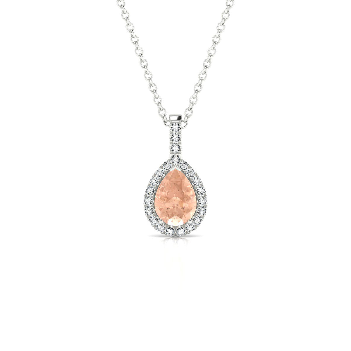 Sunrise | 18k White Gold 7 x 5 mm Pear Morganite Pendant